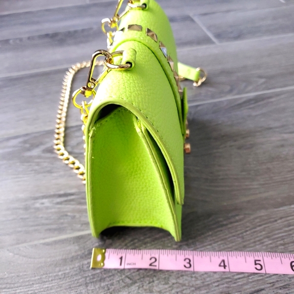 BCBG Neon Green & Gold  Crossbody Bag - Picture 5 of 9